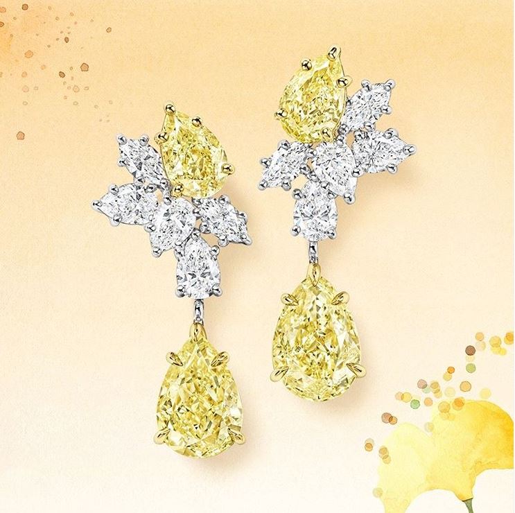 @harrywinston earrings yellow diamond harry winston