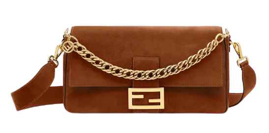 Fendi Brown Suede Gold Chain Crossbody
