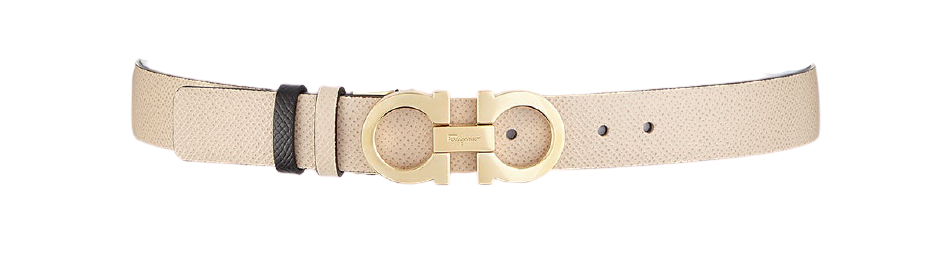 Gancini-Buckle Reversible Leather Belt
