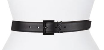 YSL Tonal Black Monogram Belt