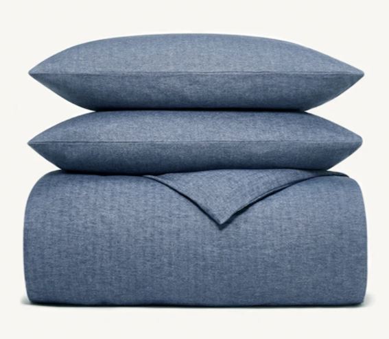 Boll and Branch Flannel Herringbone Duvet Set